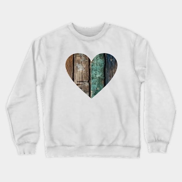 Distressed Wood Heart Crewneck Sweatshirt by KayBee Gift Shop